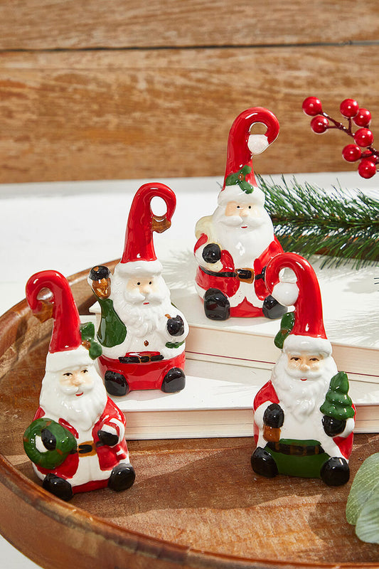 4" Dolomite Santa Bell Ornament Hand-Painted Christmas Decoration