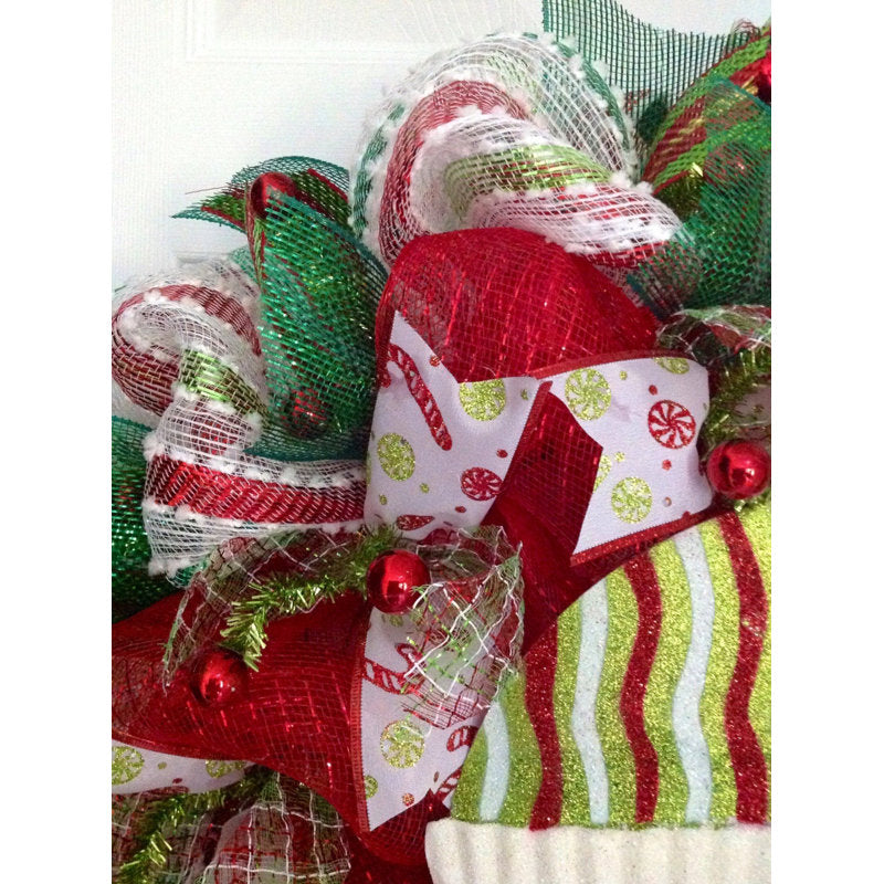 19" Pre-Lit Christmas Wreath as a festive door display