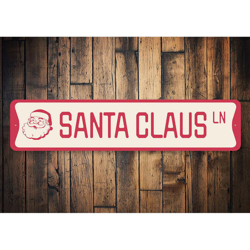 Santa Claus Lane Holiday Aluminum Sign