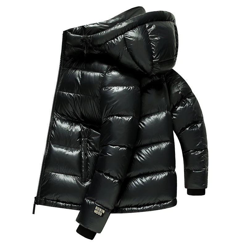 New National Standard 90% down Winter Thickened down Jacket, Glossy Hooded Bread Jacket, Youth down Jacket for Men's Wear