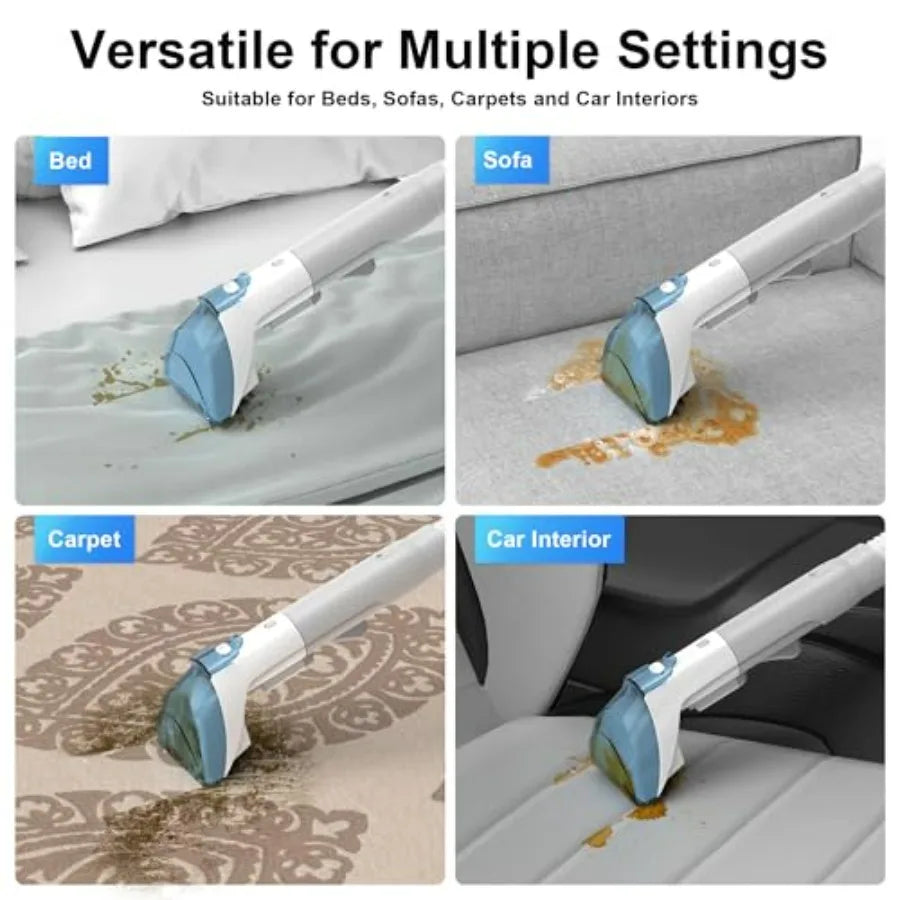 Portable carpet cleaner machine for upholstery, 450W shampooer in blue, deep-cleaning extraction for sofas, rugs, car seats, ma