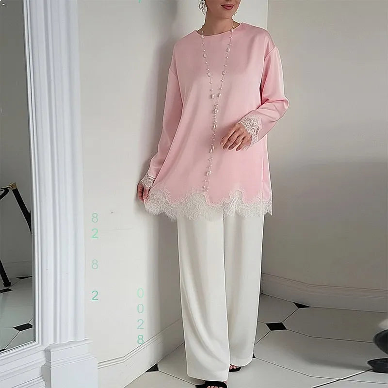 Elegant Lace Patchwork Hollow Dress Dresses for Women Spring Summer Fashion Matching Set