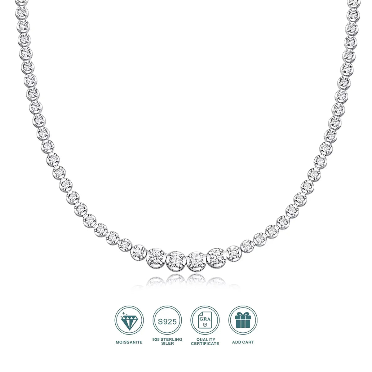 Necklace LYEE CYEE 925 Silver Moissanite Necklace 4mm Casual Fashion Light Luxury Women's Senior Gift with Certificate Authentication