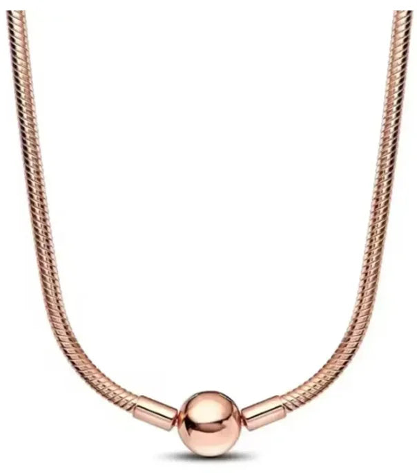 Hot Selling New 925 Silver Round Shell Oral Classic Snake Bone Necklace Suitable For Original Charm And Fashionable Jewelry Gift