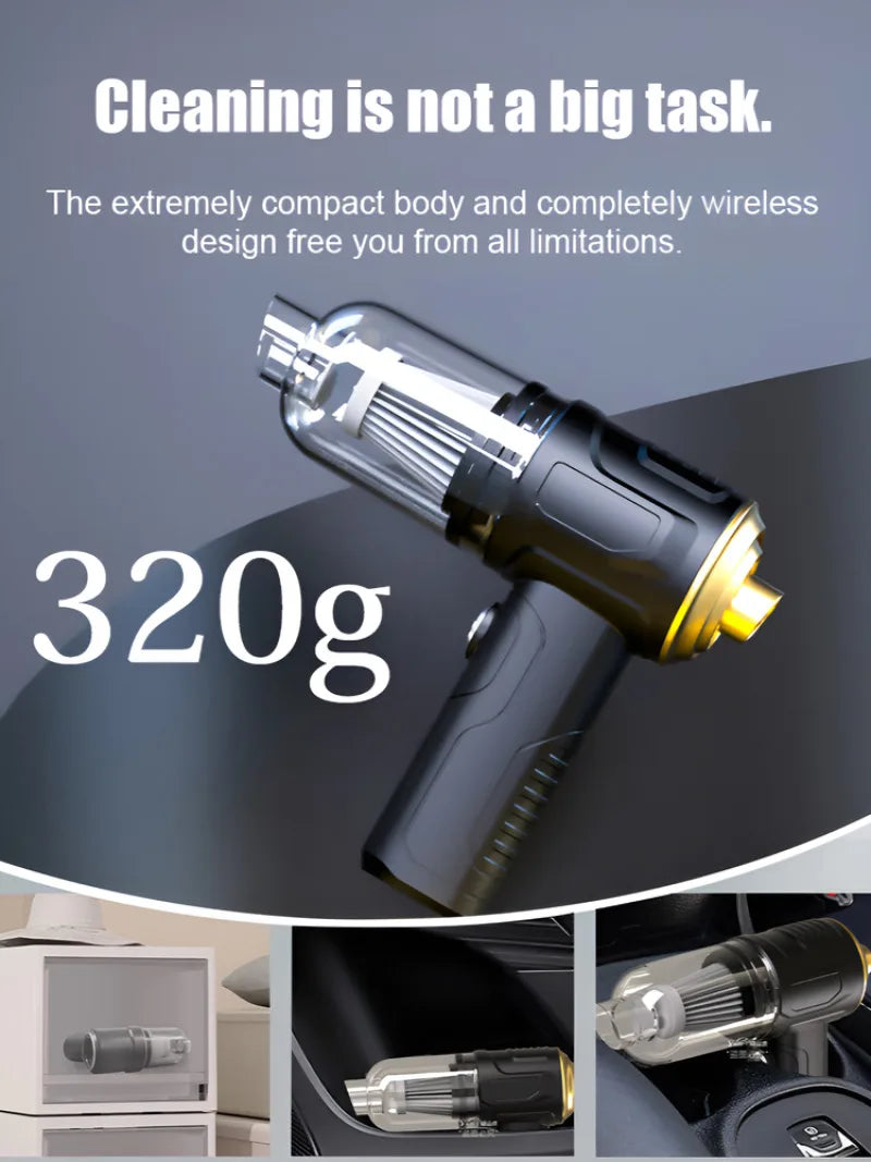 High Power Portable Wireless Vacuum, Car USB Rechargeable Mini Cleaner, Strong Suction Handheld for Car Home Office Daily Use