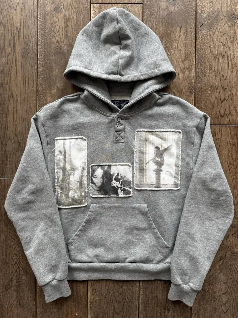 2026 new autumn and winter American retro vintage patchwork photo print hooded sweatshirt decadent style street trend hoodie ins