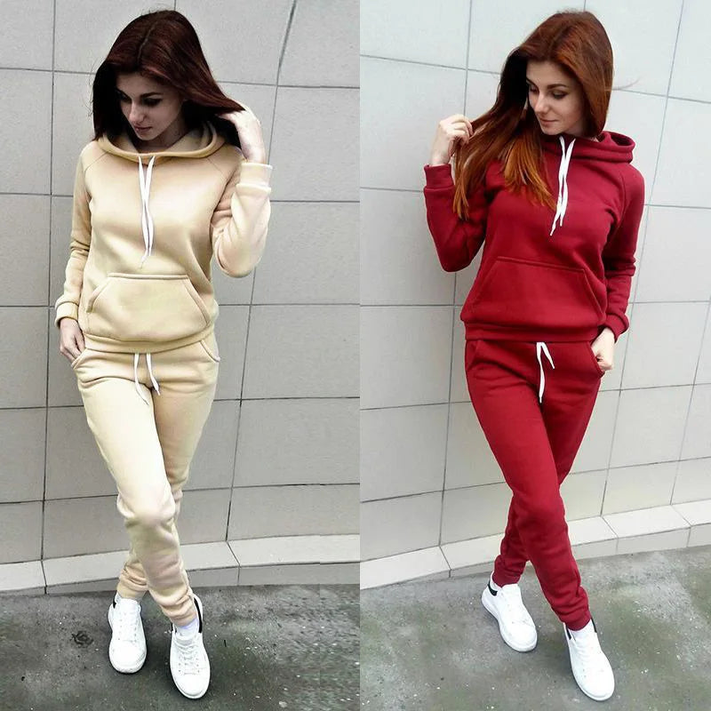 Harajuku Casual Women's Jogging Suit Women's Hooded Sportswear Suit Set Clothing