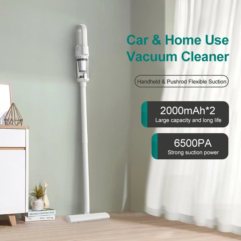 Multifunction Wireless Car Vacuum Cleaner 6500Pa Powerful Cleaning Machine Metal Strainer Portable Handheld Home-appliance
