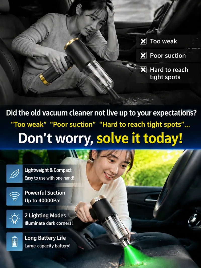 High‑Power Multifunctional Car Vacuum Cleaner Portable Handheld Auto Interior Dust Suction Cleaner Wet Dry Dual‑Use Cleaning