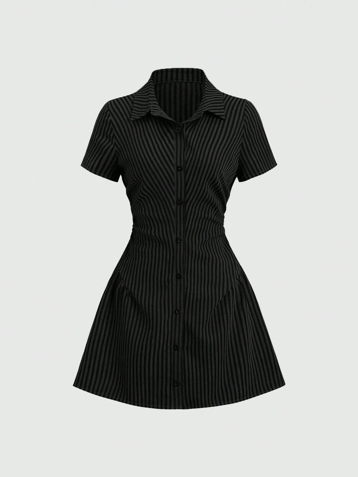 Women's Summer Mini Dress V Neck Bubble Sleeve Pleated A Line Shirt Dress Casual Short Dresses for Women