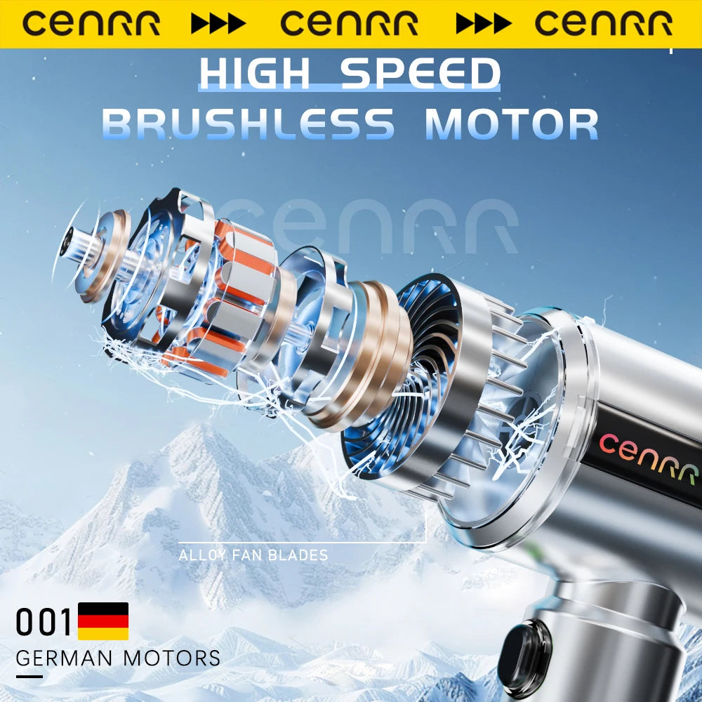CENRR Car Vacuum Cleaner Wireless Mini Powerful Portable HandHeld Car Cleaner LED Power Display Gift Lamp Air Gun 7500mAh
