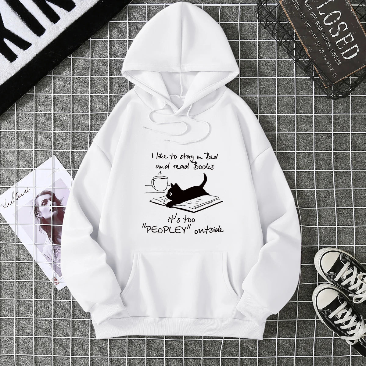 2025Winter Women's Hoodie Solid Color Print Unisex style Double Pockets Sweatshirts Outerwear Plus-Size Women's Clothing CYXX234