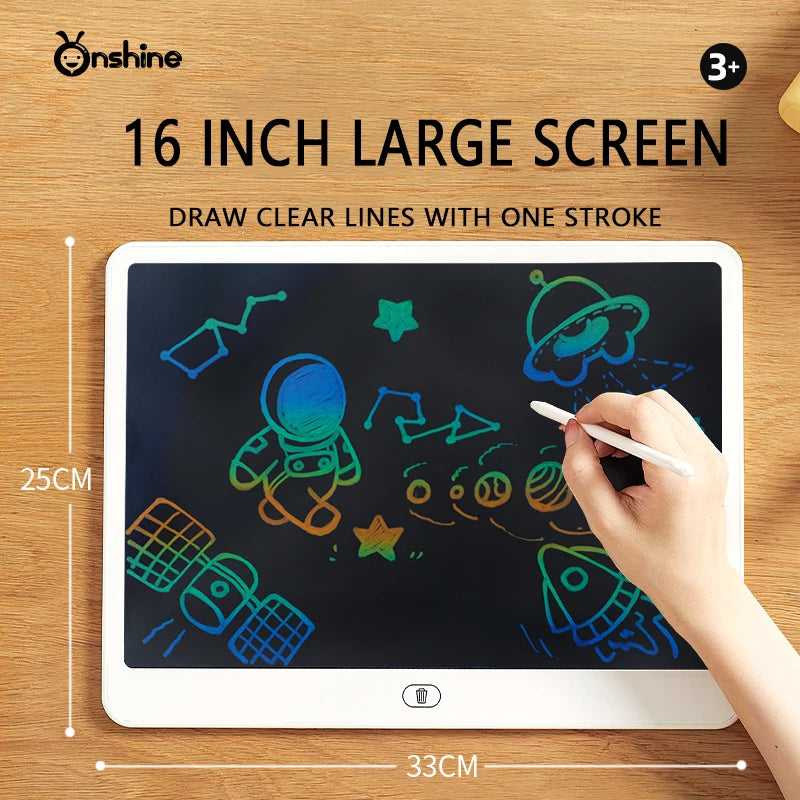 Onshine 16/20 Inch Color LCD Small Blackboard Electronic Writing Tablet Children Drawing Board Graffiti Handwriting Kids 3Y+
