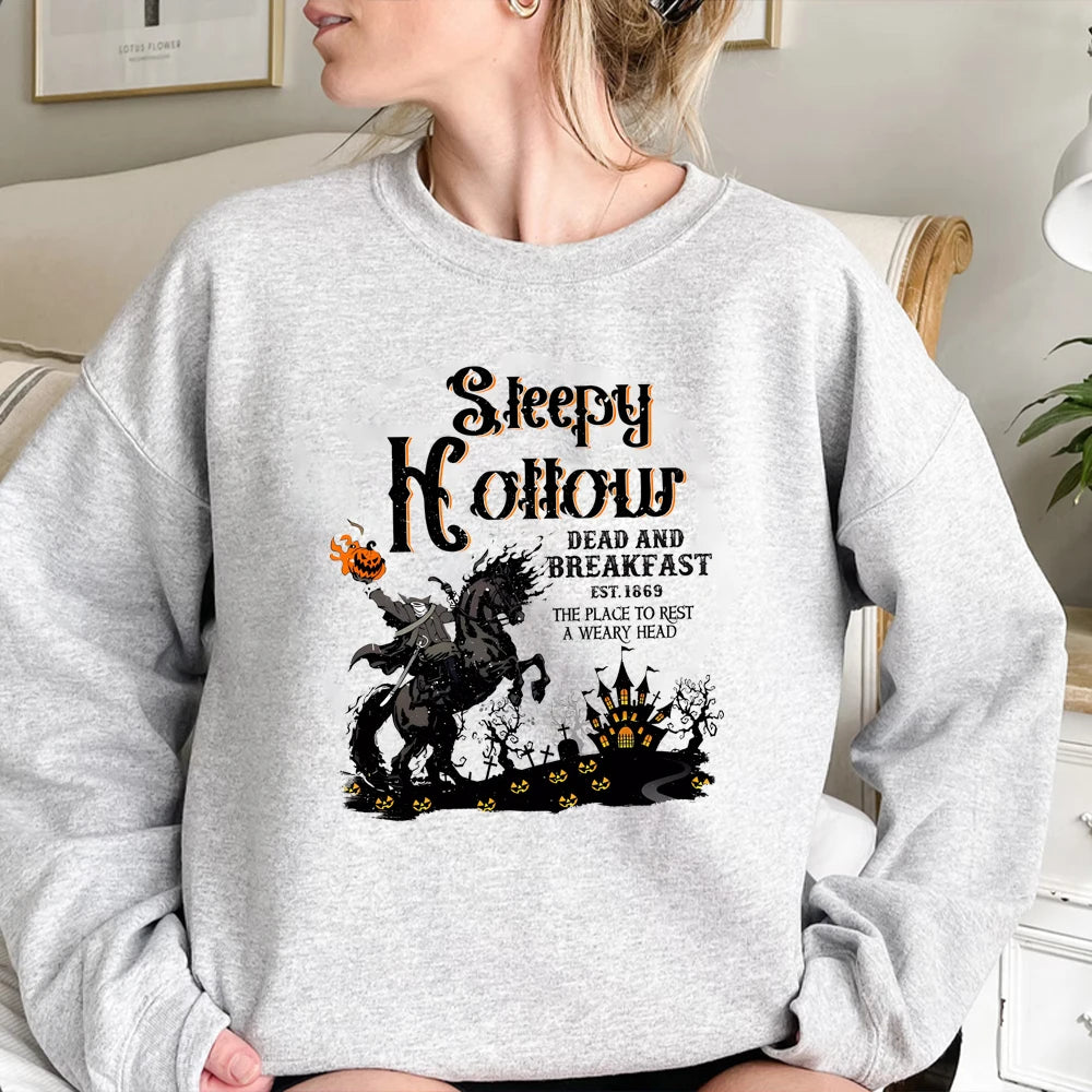 Halloween Horror Sweatshirt Retro Halloween Shirt Sleepy Hollow Sweater Headless Horseman Shirts Fall Long sleeves Sweatshirts