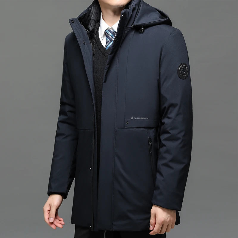thick warm three in one detachable down cotton jacket business Men's winter jacket fashionable hooded waterproof parka coat