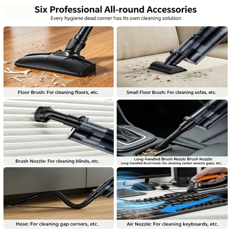 LED Lighting Multifunction Cordless Handheld Car Vacuum Rechargeable Mini Wireless Vacuum Cleaner For Home Auto