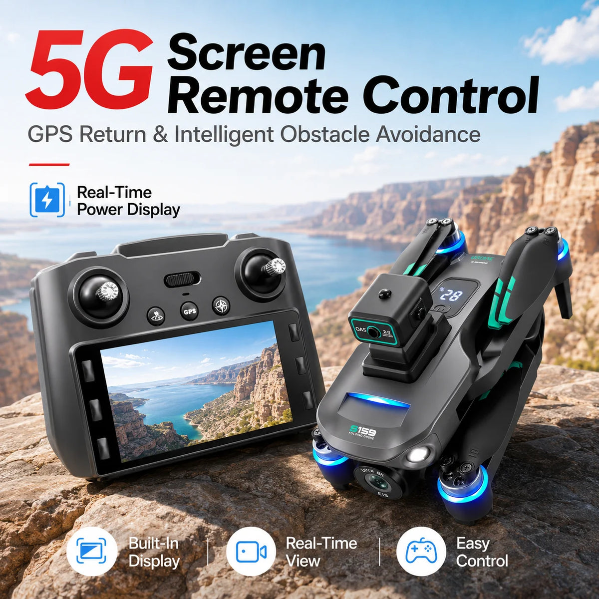 ZNLYRION S159 Brushless GPS Drone with 8K Camera 5G FPV Optical Flow Hover and 20Mins Flight Time