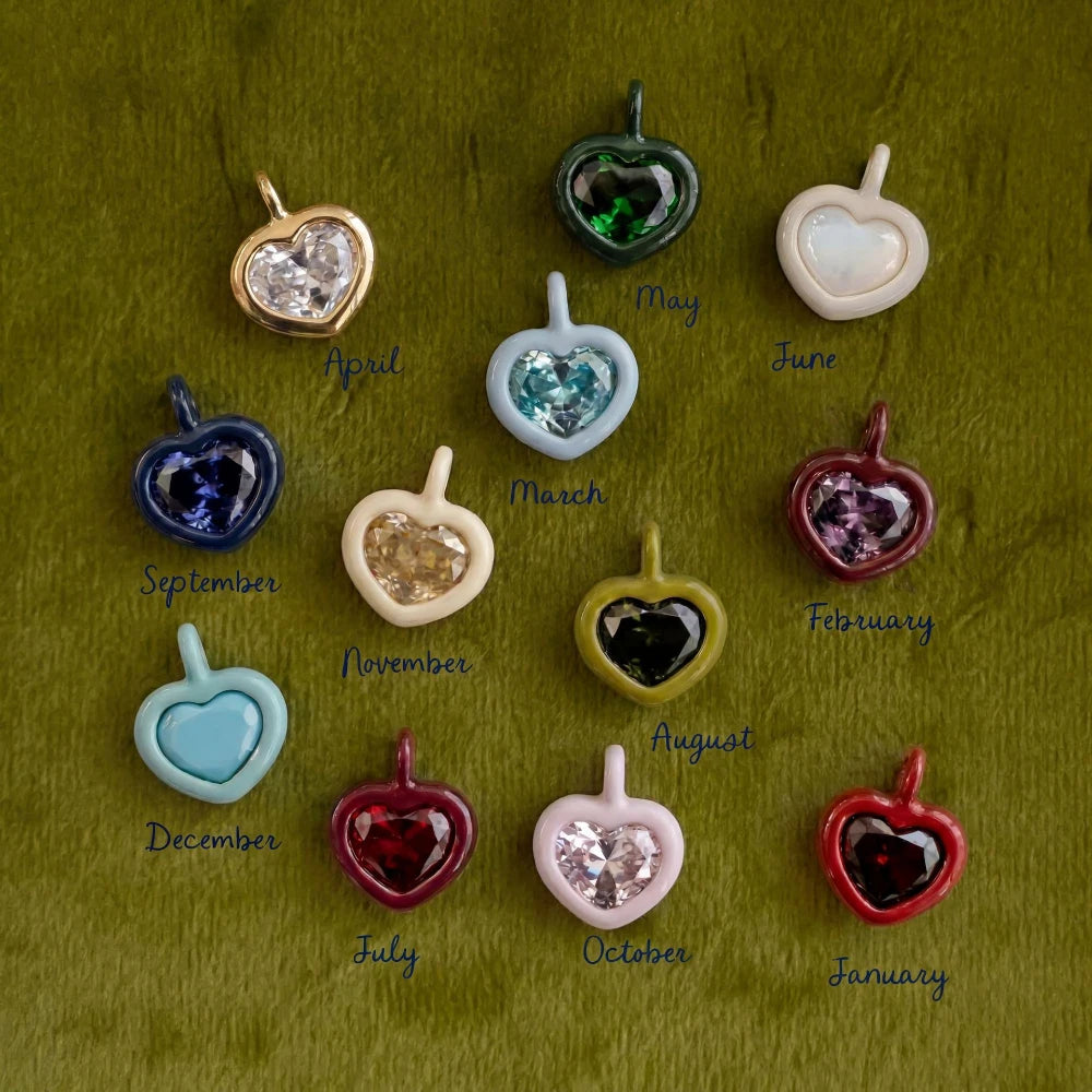 316 Stainless Steel Waterproof Color Preserving New December Birthday Stone Love DIY Pendant Charms For Jewelry