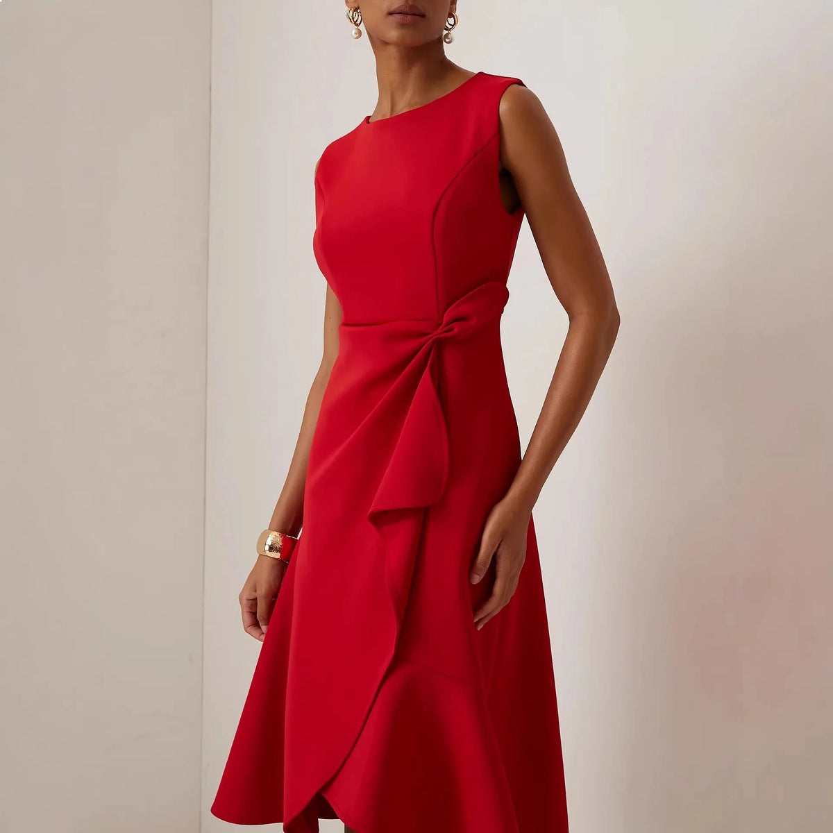 Women's Sleeveless Red Elegant Evening Dress Dresses for Spring Summer Matching Set