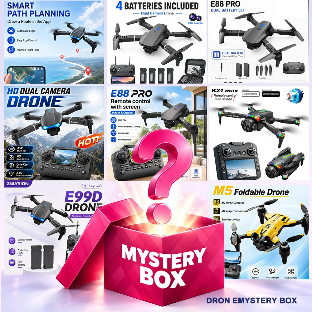 ZNLYRION Mini Full Protective Drone YL3PK With 2.4 Inch Screen Remote Dual Camera Optical Flow Hover 2 Batteries Indoor RC Quadcopter