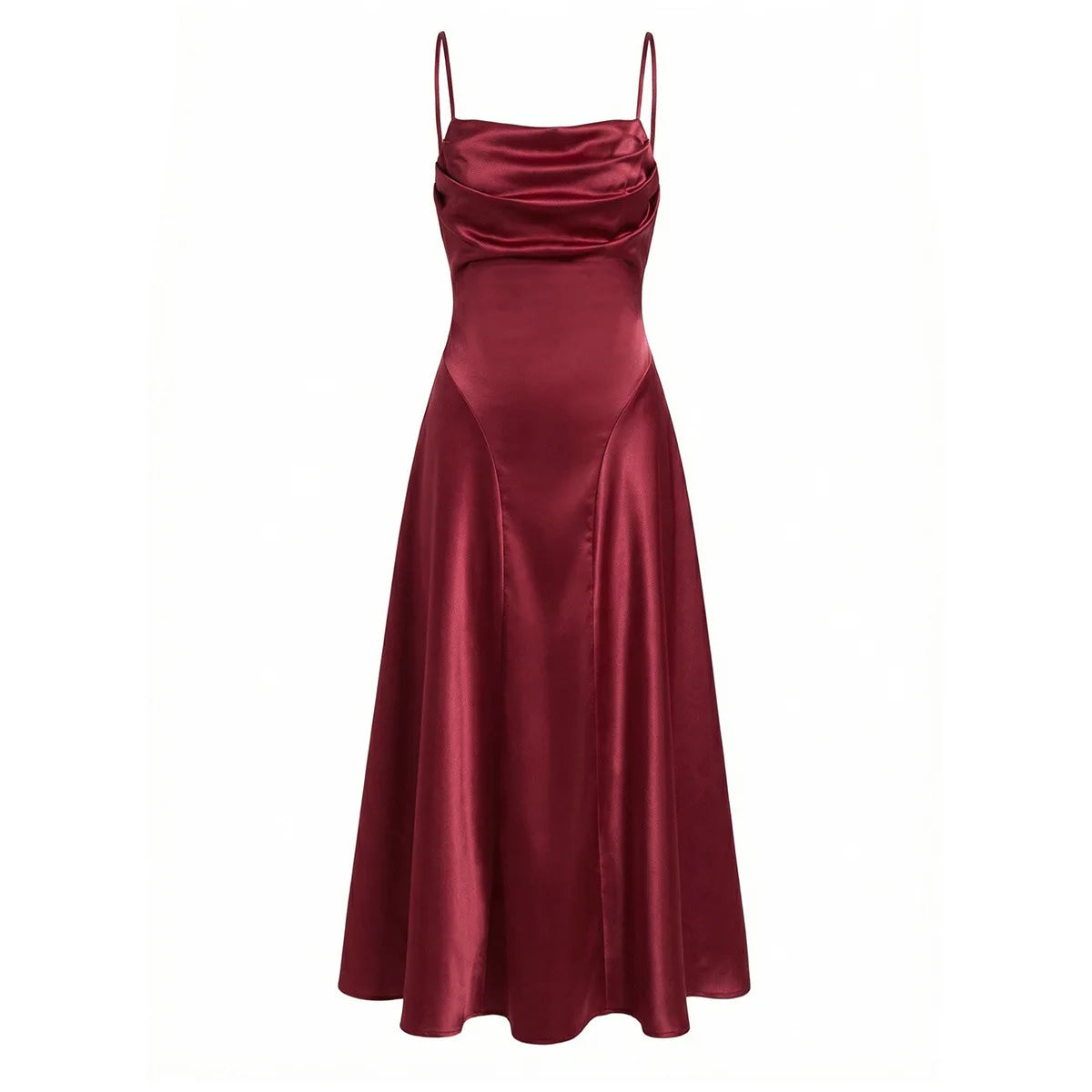 Dress Suninbox Elegant Satin Spaghetti Strap Maxi Dress Criss-Cross Back Tie for Wedding Evening Party Holiday Events
