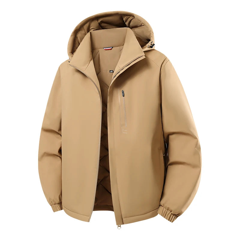 Autumn and winter new solid color windproof padded thick warm hooded jacket men's casual loose sports plus size jacket