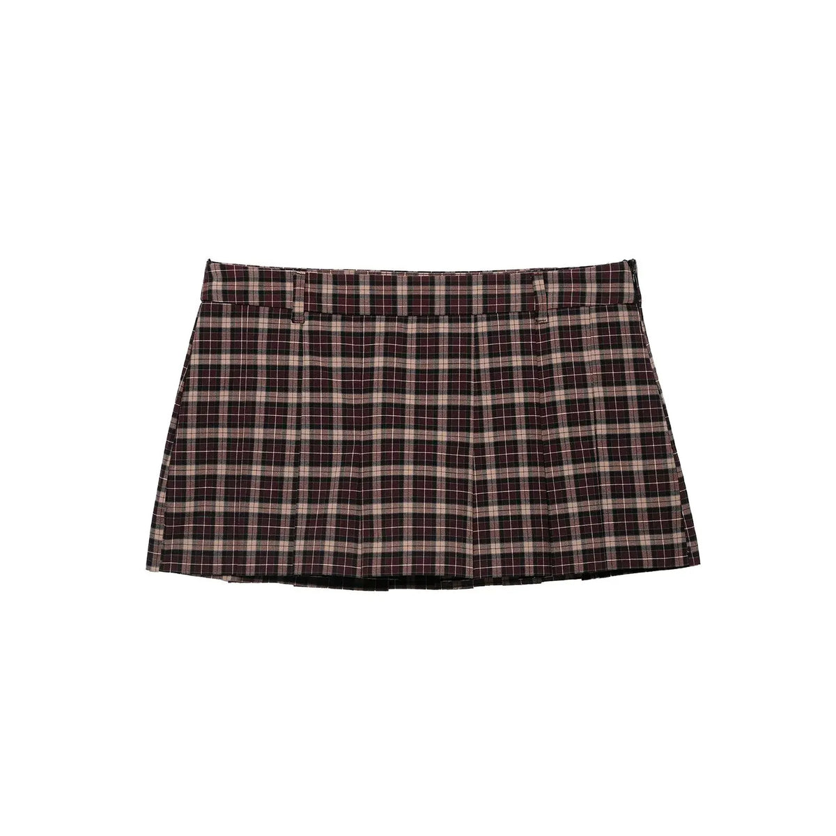 Fashionable Plaid Zipper Coat And Wide Pleat Skirt Set Women's Autumn Arrival Clothing Outfit Matching Checkered Pattern