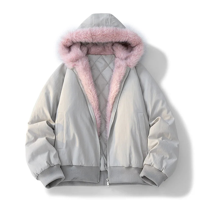Winter Jacket Man Women Fur Collar Fashion Parka Thick Warm Coat Oversize Loose Casual Jacket Hooded American Streetwear Cool