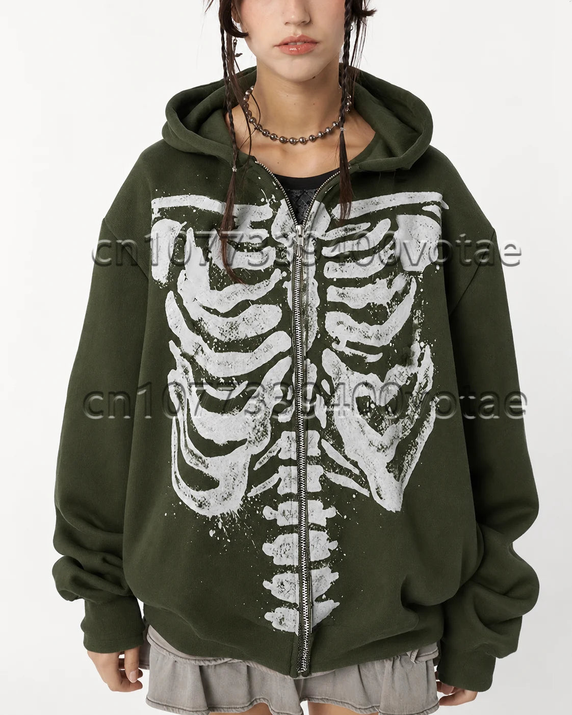 Fashion Letter Zip Up Hoodies Women Autumn Long Sleeve Tops Loose Hood Shirt Harajuku Y2K Clothes Female Sweatshirt Jacket