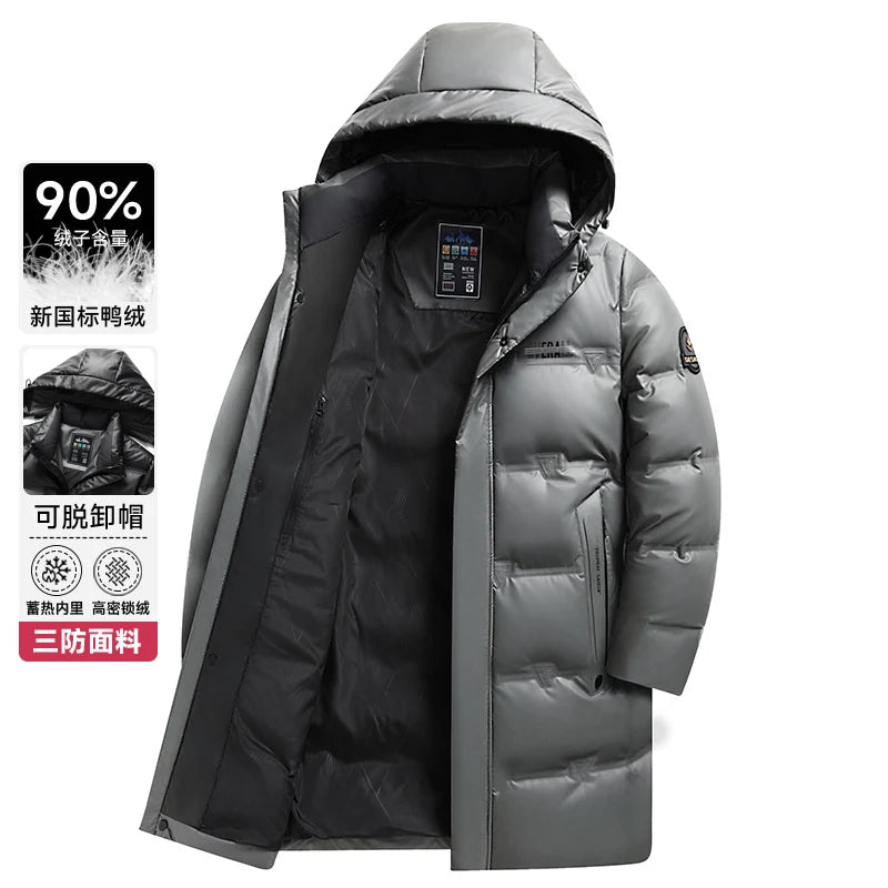 Men's Windproof Parka Men Down Coat Hoodie Warm Autumn/Winter White Duck Down Jacket Male Casual Thick Slim Puffer Jacket Coat