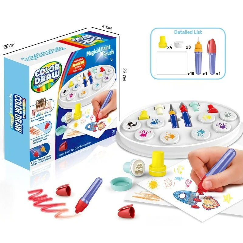 Magic Drawing Toys for Kids Fantasy Color Brush Graffiti Seal Baby Painting Set Children Montessori Interactive Educational Toys