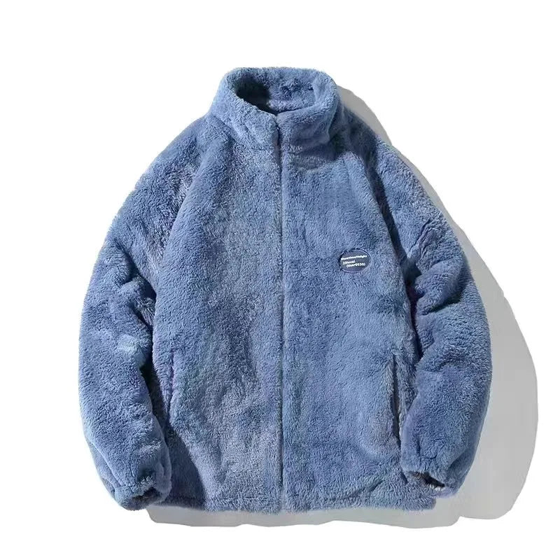 Hip-hop Winter Tie dye Print Men Coat New Casual Thick Warm Parka Coat Streetwear Loose Men Clothing Faux Mink Couple Coat