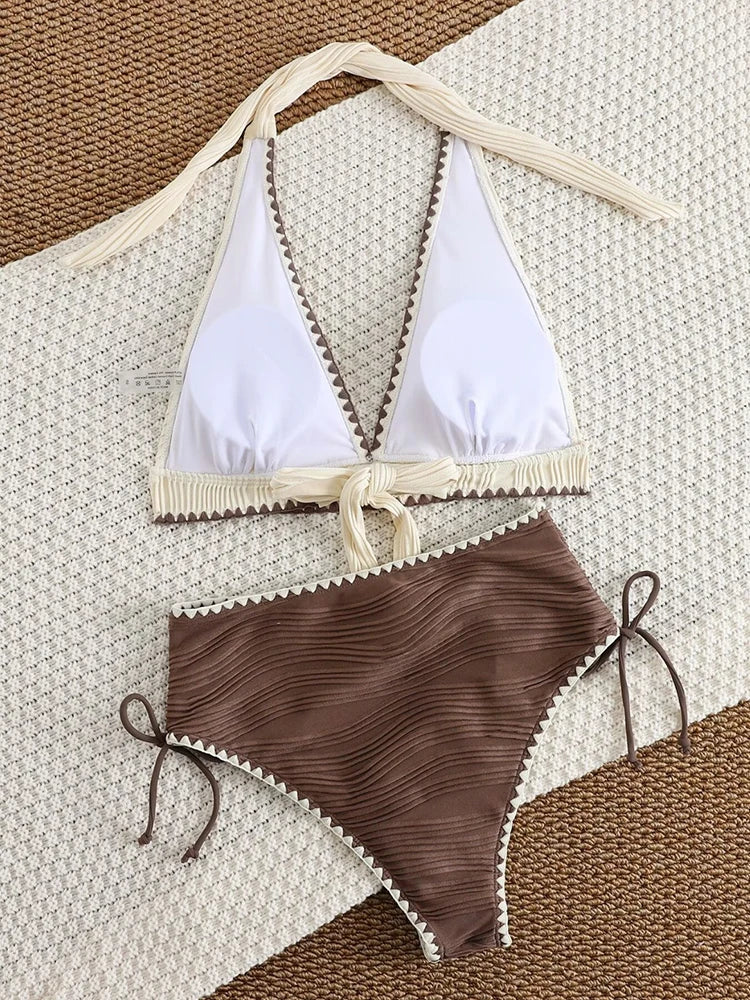 Circyy Contrast Color Sexy Swimwear Women Bikini Set Two-pieces Split Swimsuit Summer Fashion Holiday Beachwear Bikinis Set