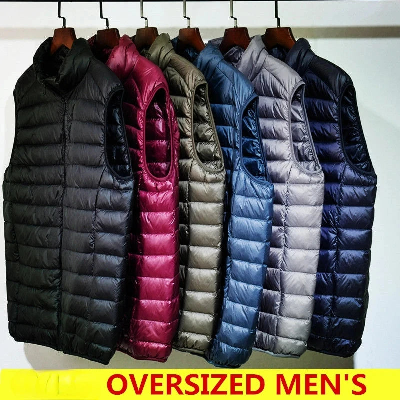 Men's Sleeveless Puffer Jacket 2025 New Autumn Spring Lightweight Water-Resistant Packable Men Down Vest Coat Plus Size 5xl 6xl