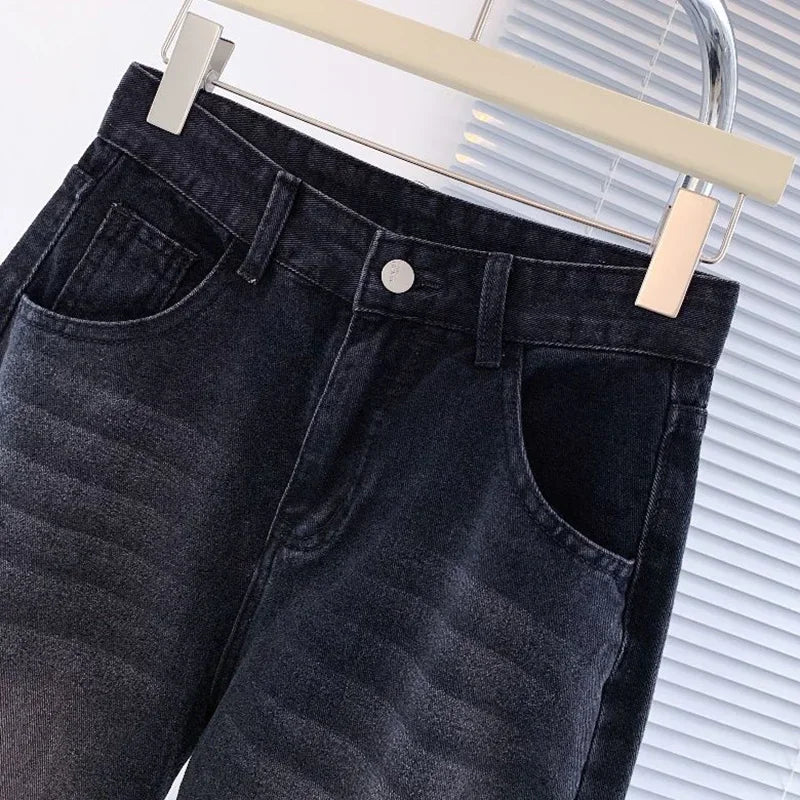 Winter Lady Plush Thermal High Waist Thin Jeans Girls Fleece Snow Warm Denim Pants Female Comfortable Straight Leg Trousers