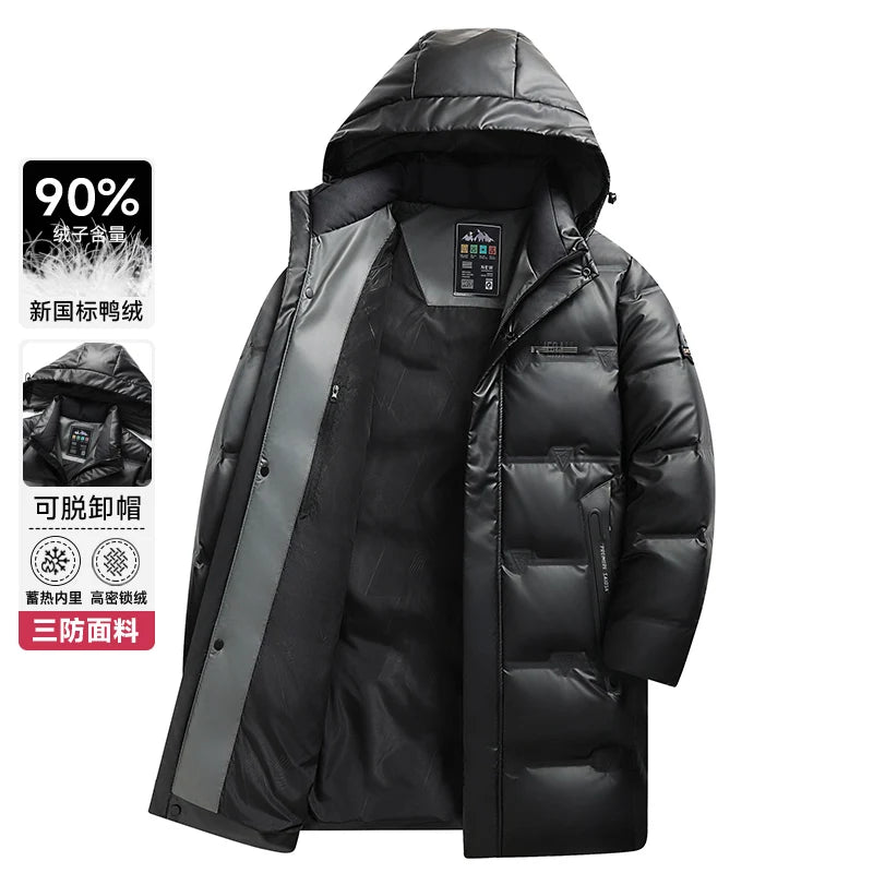 Men's Windproof Parka Men Down Coat Hoodie Warm Autumn/Winter White Duck Down Jacket Male Casual Thick Slim Puffer Jacket Coat