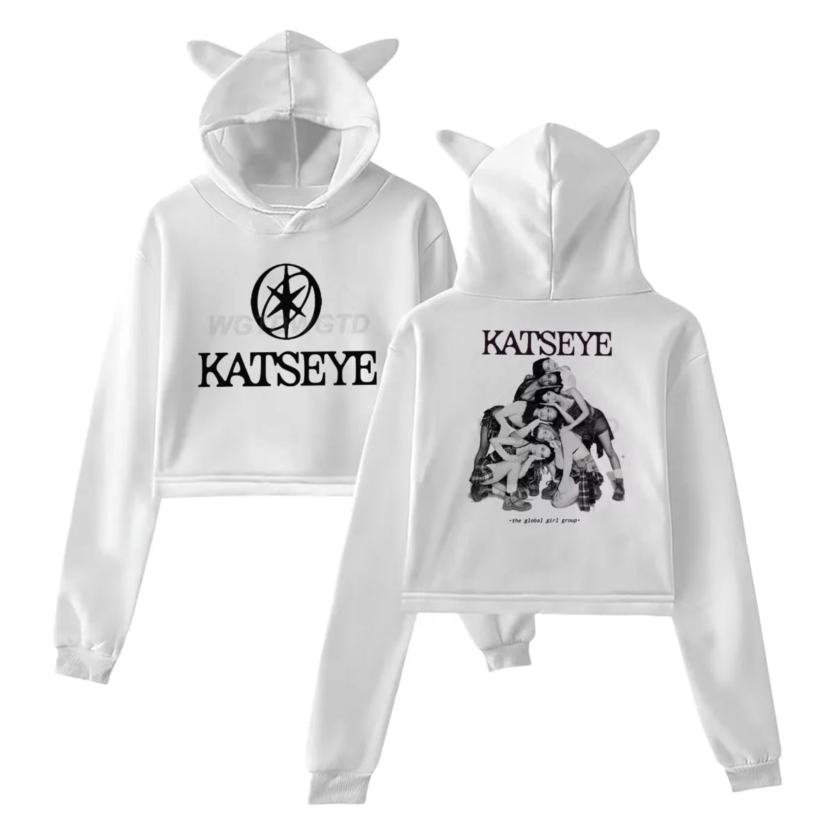 Hoodies Sweatshirt New Katseye Tour 2025 Merch Hoodies Sweatshirt for Girls Cat Ear Crop Katseye Y2K Girls Fashion Hoodie Pullover Casual Clothes