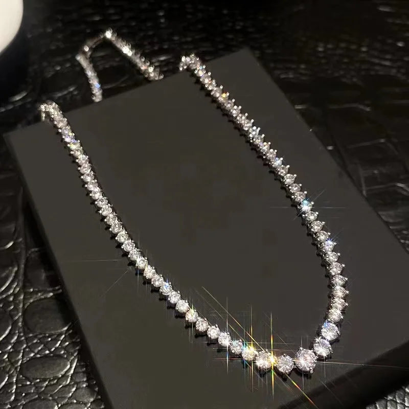 Necklace LYEE CYEE 925 Silver Moissanite Necklace 4mm Casual Fashion Light Luxury Women's Senior Gift with Certificate Authentication