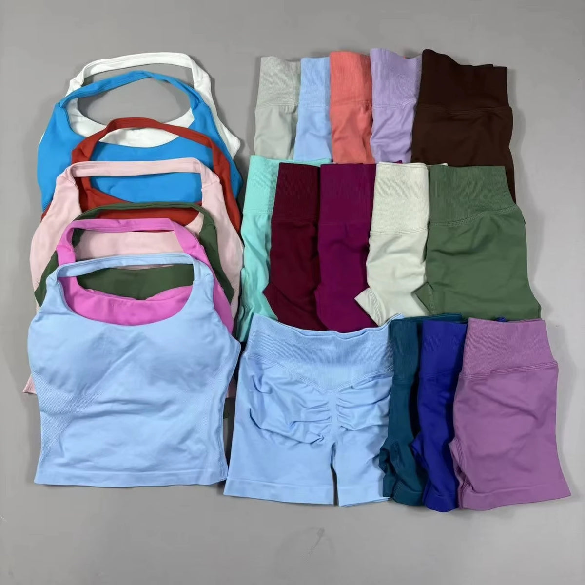 Set Women Gym 1-2pcs Gym Set Women Backless Tank Tops High Waist Scrunch Seamless Shorts High Waist Yoga Leggings Workout Sets Gym Suit