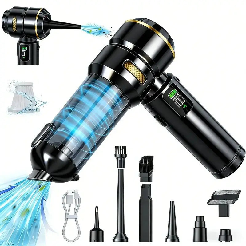 Portable Handheld Mini Car Vacuum Wireless Suction Blower Duster Built-in LED Light Brushless Motor For Auto Household Cleaning