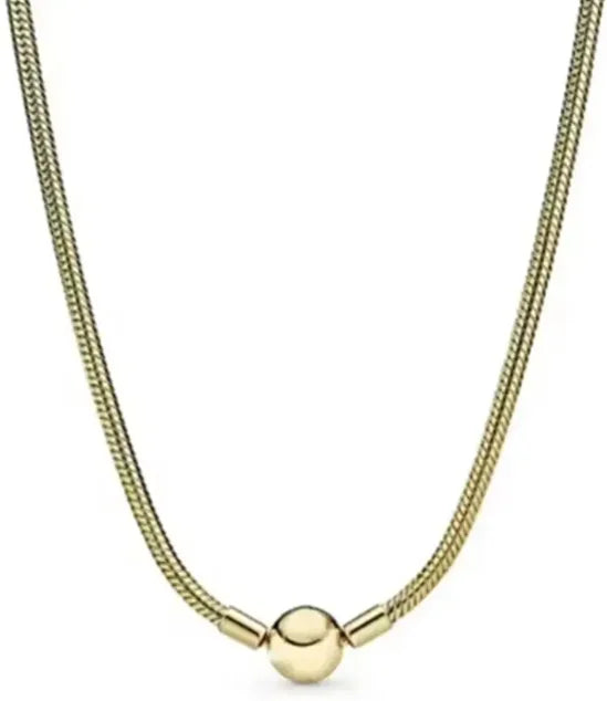 Hot Selling New 925 Silver Round Shell Oral Classic Snake Bone Necklace Suitable For Original Charm And Fashionable Jewelry Gift