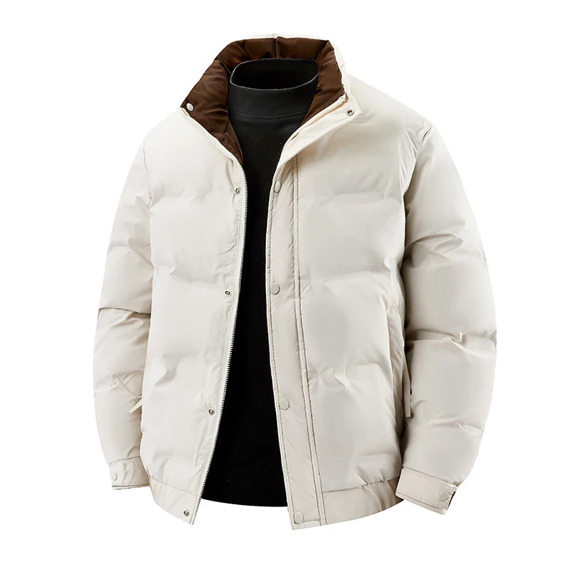 The 2025 winter new trendy men's casual stand-up collar cold-resistant, warm and windproof down jacket with white duck down