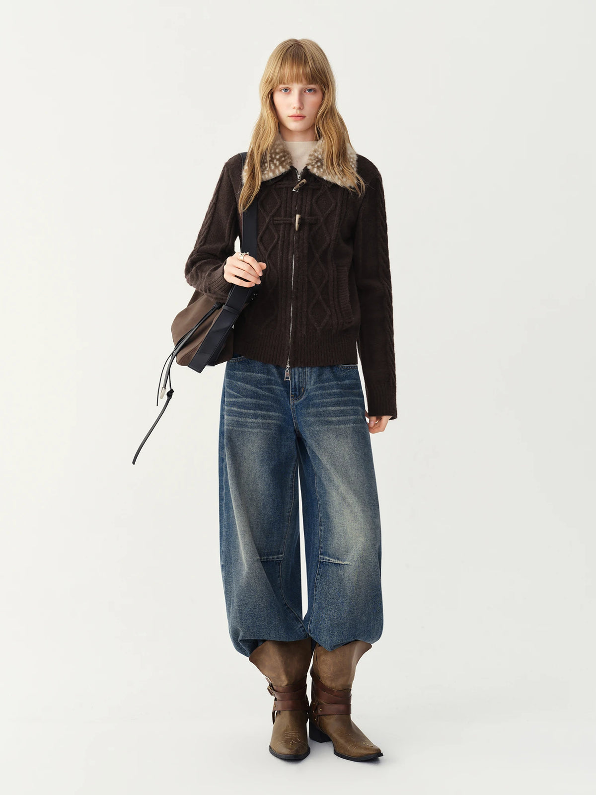 Jeans FSLE Women Vintage Washed Distressed High Waist Straight Wide Leg Jeans Leg Elongating Retro Denim Pants Casual Street Commute