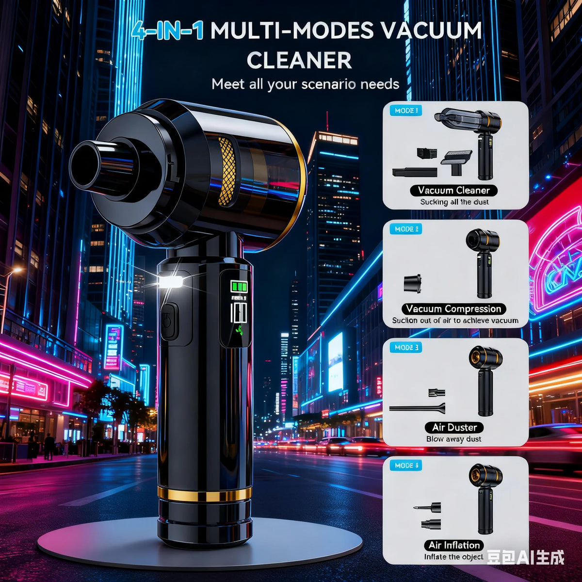 Car Vacuum LEDlamp Cleaner Powerful Mini 98000PA Cordless Portable Vacuum Cleaner for Home Appliance Handheld Blower Car Cleaner