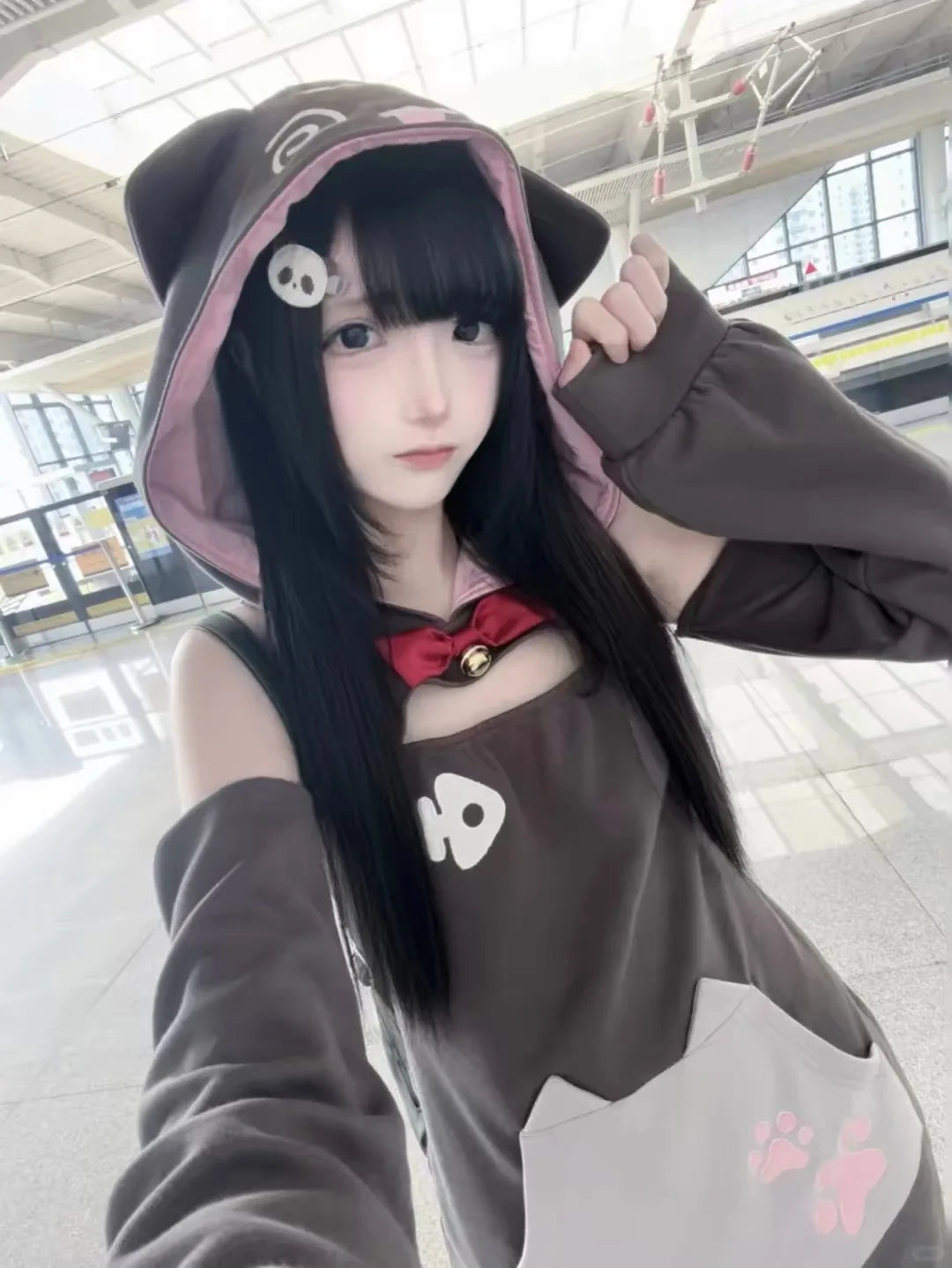 Sweatshirt Cute Ear Hoodie Women's Autumn Winter Soft Girl Hooded Sweatshirt Japanese Style Endearing Outerwear Casual Loose Fit