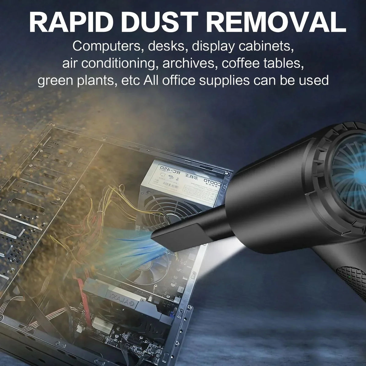 6000mAh Rechargeable Electric Air Duster, Cordless Portable Air Blower with 3 Speed Settings up to 51000RPM and LED Light, Powerful Dust Cleaning Tool for Computer PC Keyboard Laptop Electronics, Home Office Car Garage Workshop and Equipment