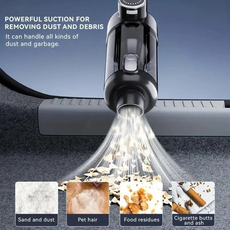 High Power Wireless Handheld Mini Car Vacuum Cleaner Large Suction Brushless Motor One Button Dust Dump LED Light For Car Home