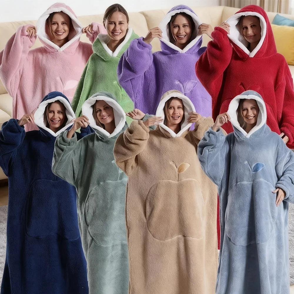 Adult Christmas Clothes Oversized TV Wearable Blanket Extra Long Warm Plush Fleece Winter Sherpa Hoodies Men Women Sweatshirt