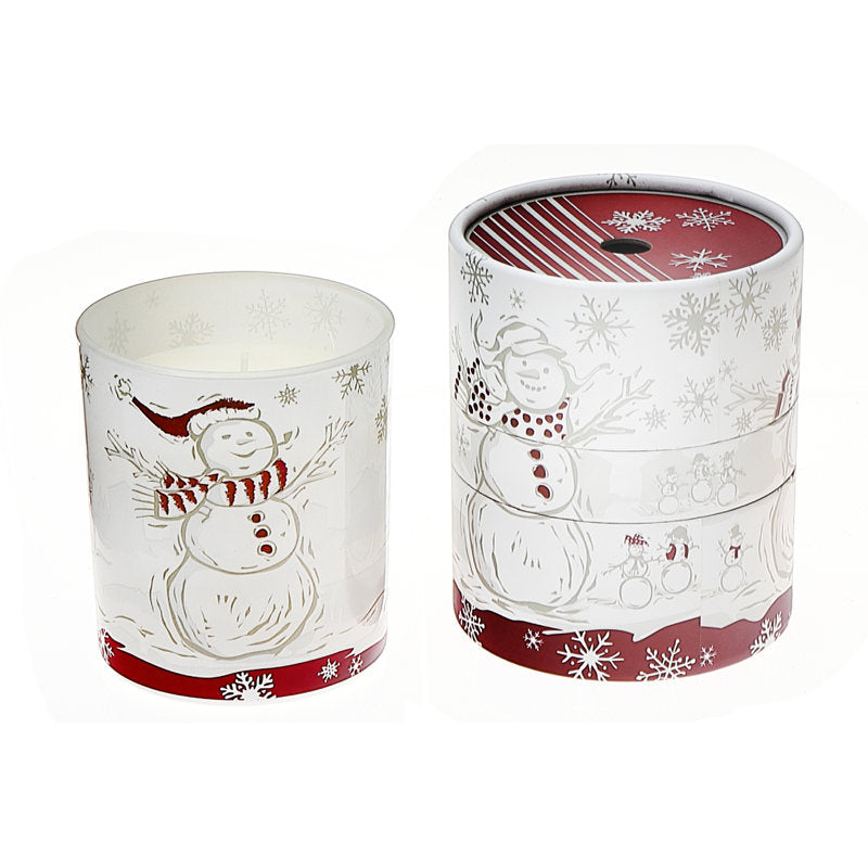 Scented Snowman Glass Candle Cranberry Cassis