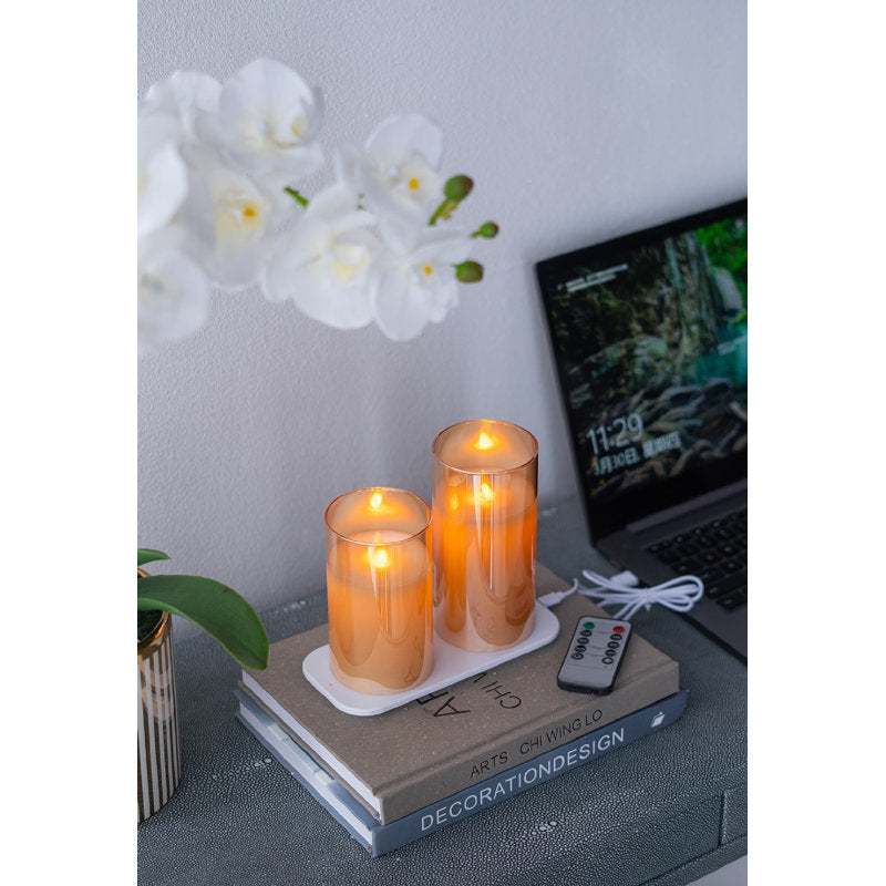 Unscented Flameless Candle with Glass Holder
